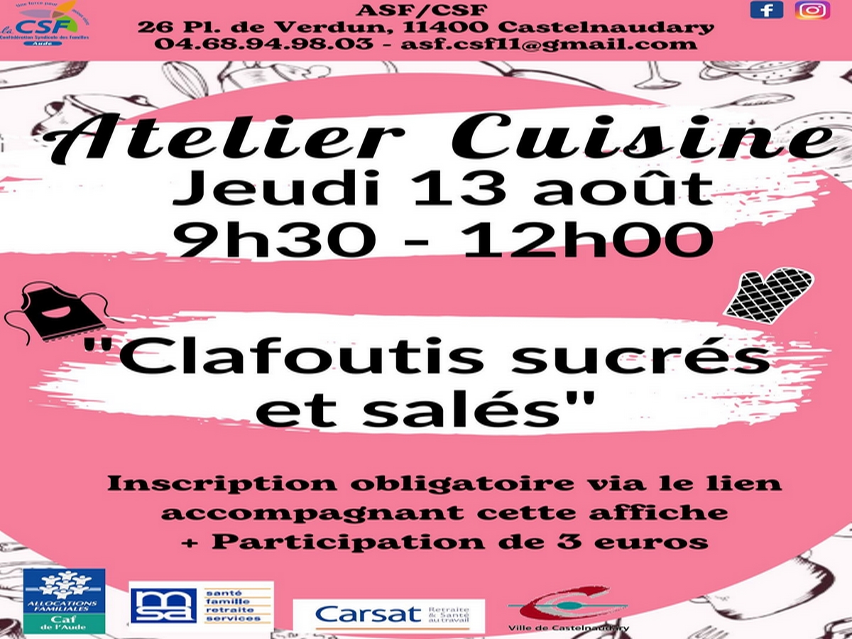 ATELIER CUISINE : CLAFOUTIS SUCRÉS ET SALÉS